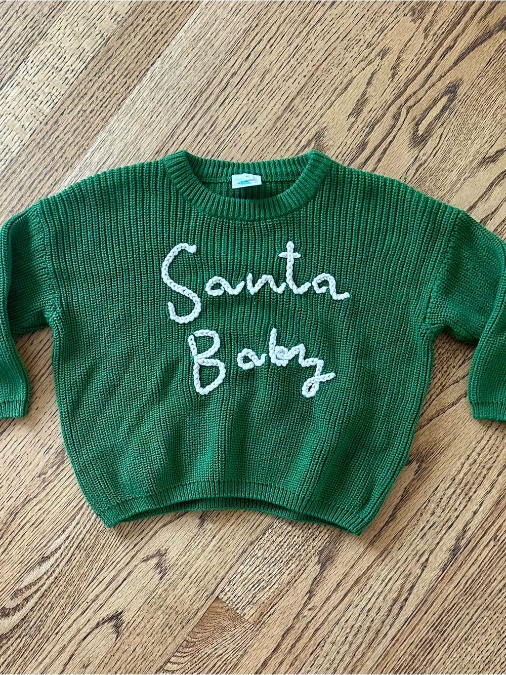 Festive Green 'Santa Baby' Knit Pullover Sweater